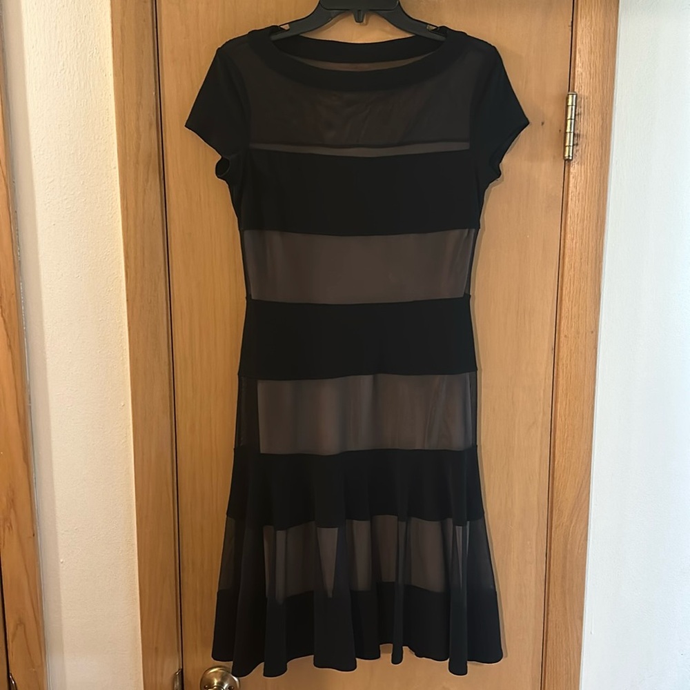 Joseph Ribkoff Women’s Sheer Layered Mesh Fit and Flare Dress Black Size 8 - Picture 1 of 9